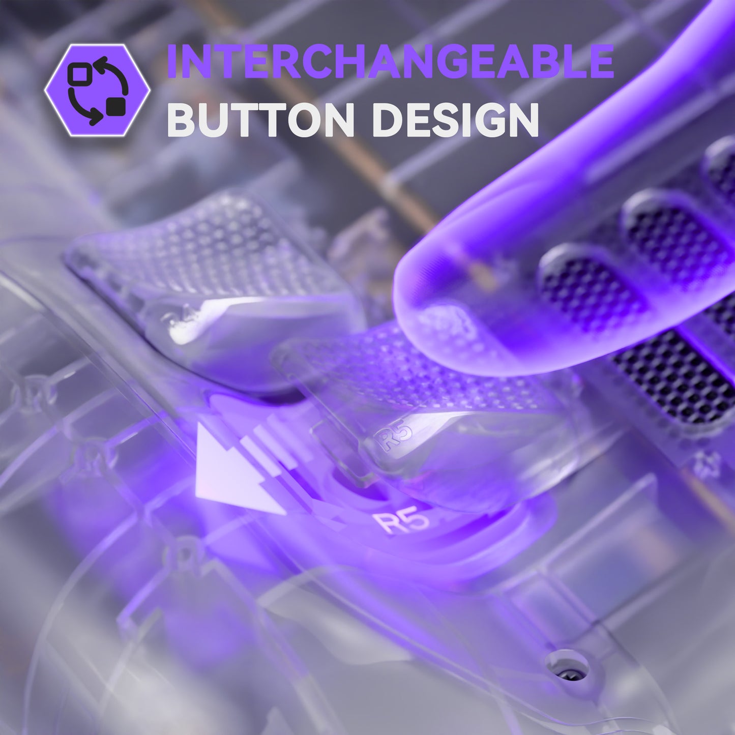 eXtremeRate Interchangeable Back Buttons Bottom Shell for Steam Deck LCD & OLED - with 2 Height Adjustable Buttons - Clear