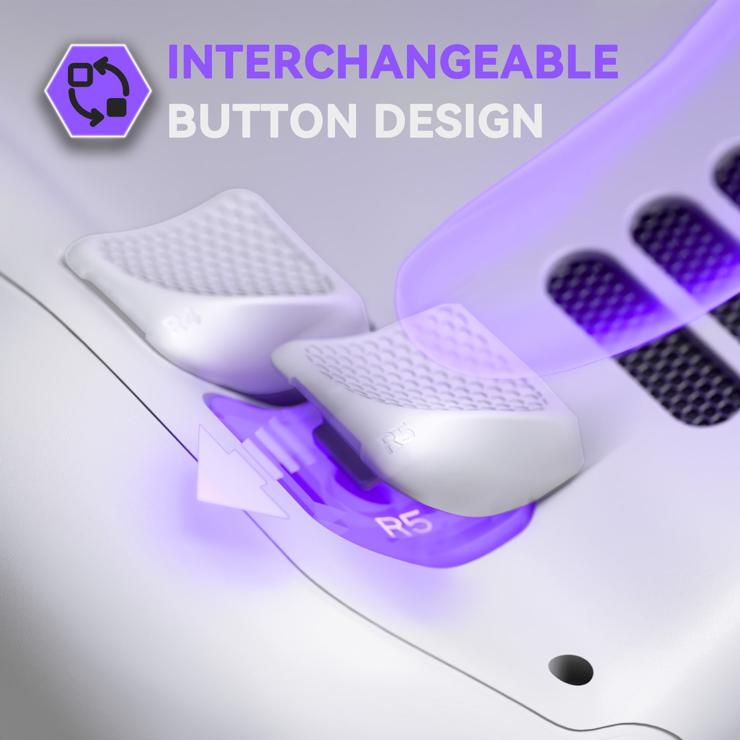 eXtremeRate Interchangeable Back Buttons Bottom Shell for Steam Deck LCD & OLED - with 2 Height Adjustable Buttons - Frosted White