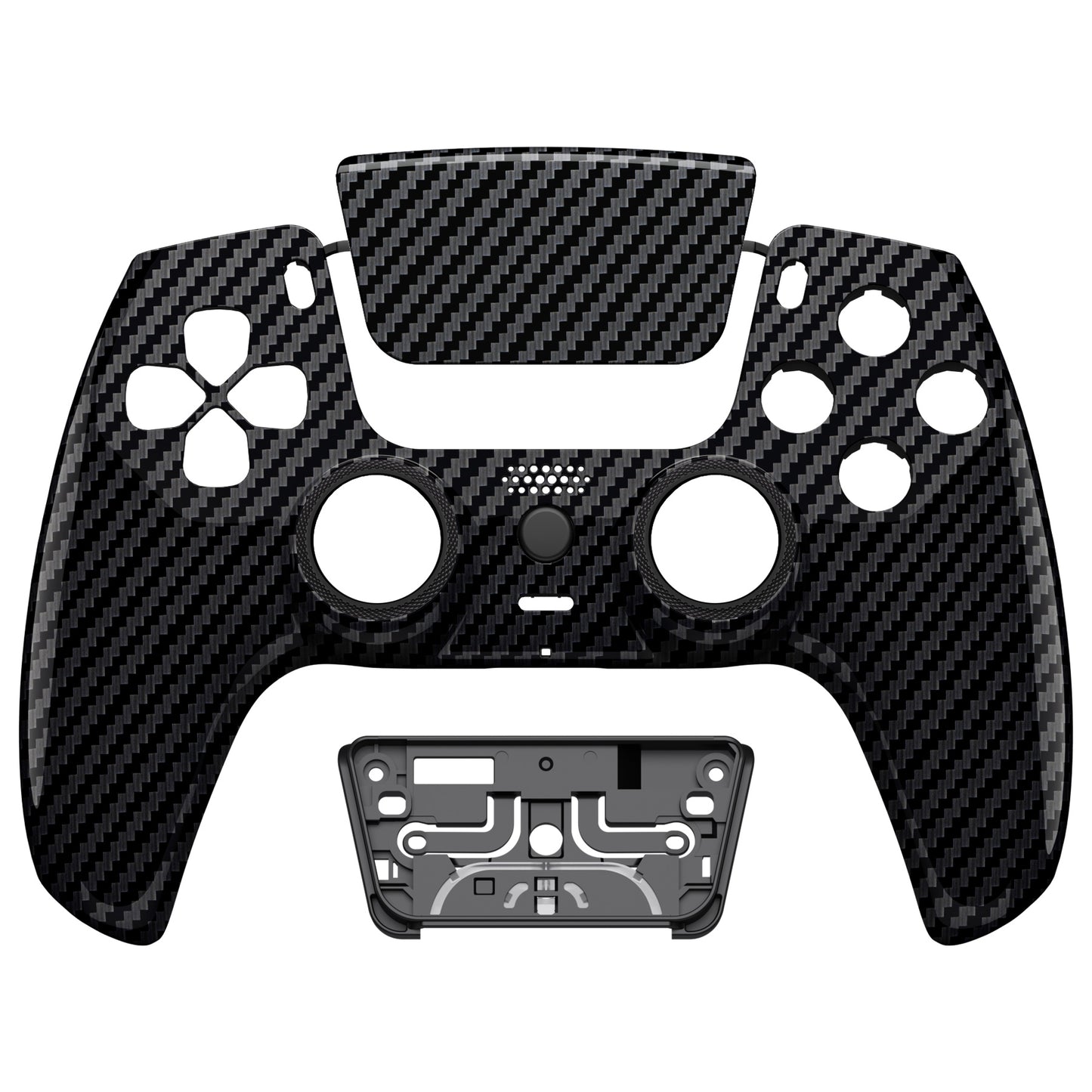 eXtremeRate LUNA Redesigned Replacement Front Shell with Touchpad Compatible with PS5 Controller BDM-010/020/030/040/050 - Graphite Carbon Fiber