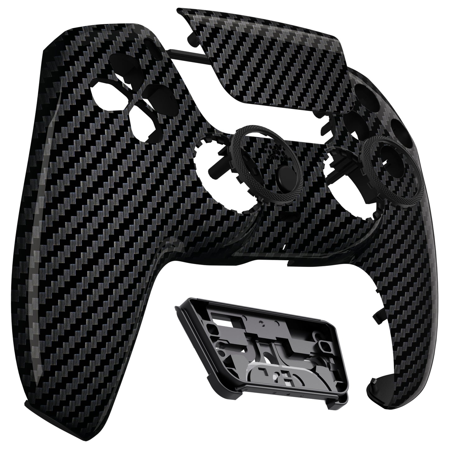 eXtremeRate LUNA Redesigned Replacement Front Shell with Touchpad Compatible with PS5 Controller BDM-010/020/030/040/050 - Graphite Carbon Fiber