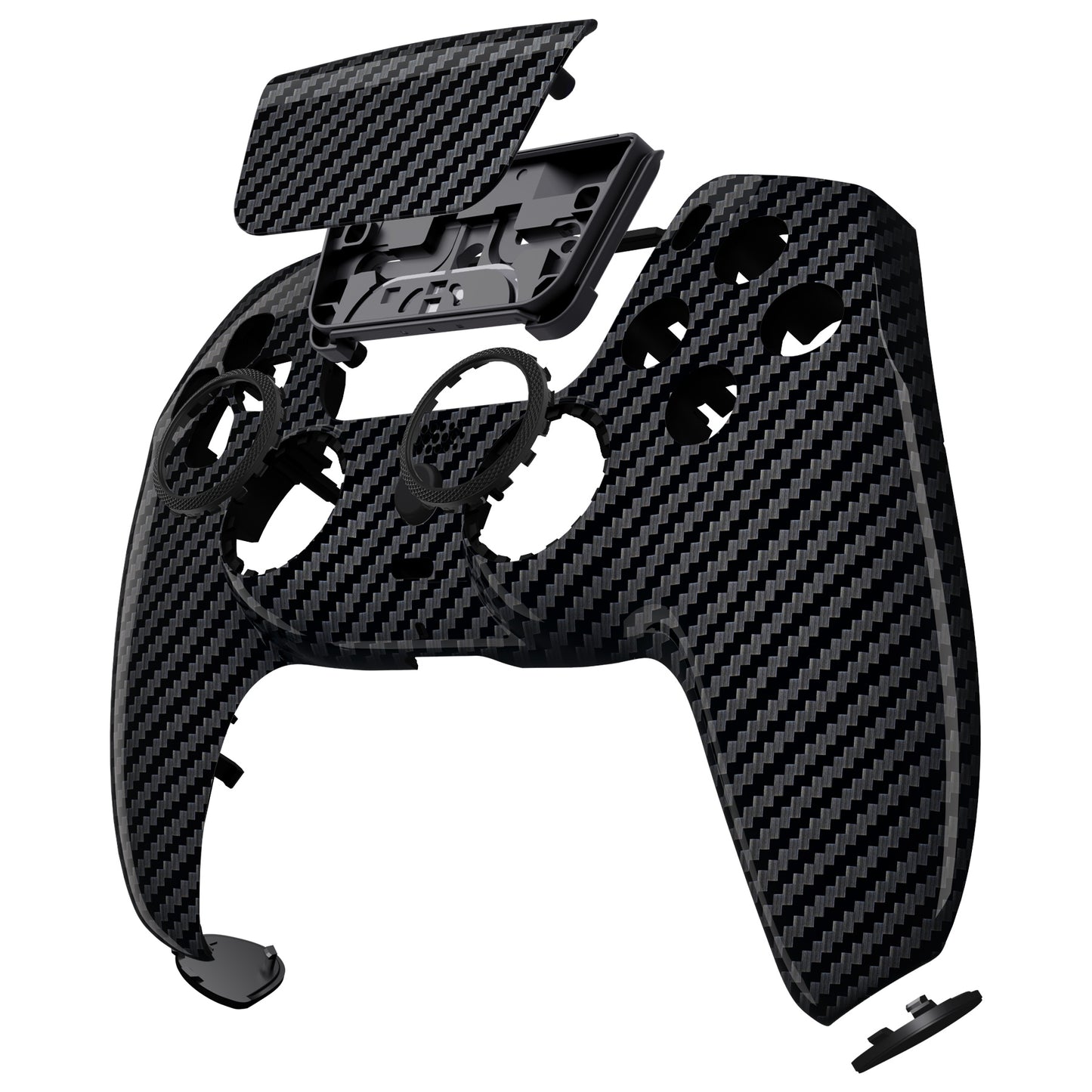 eXtremeRate LUNA Redesigned Replacement Front Shell with Touchpad Compatible with PS5 Controller BDM-010/020/030/040/050 - Graphite Carbon Fiber