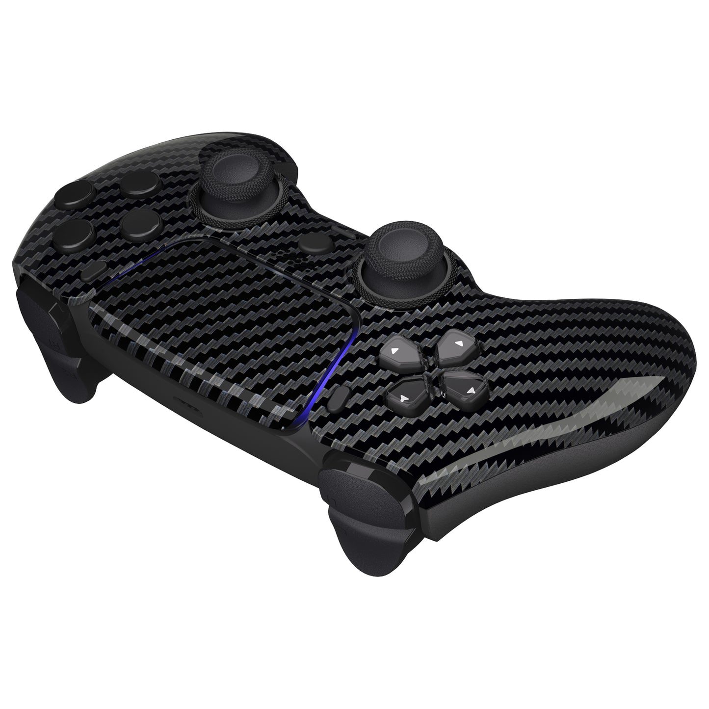 eXtremeRate LUNA Redesigned Replacement Front Shell with Touchpad Compatible with PS5 Controller BDM-010/020/030/040/050 - Graphite Carbon Fiber