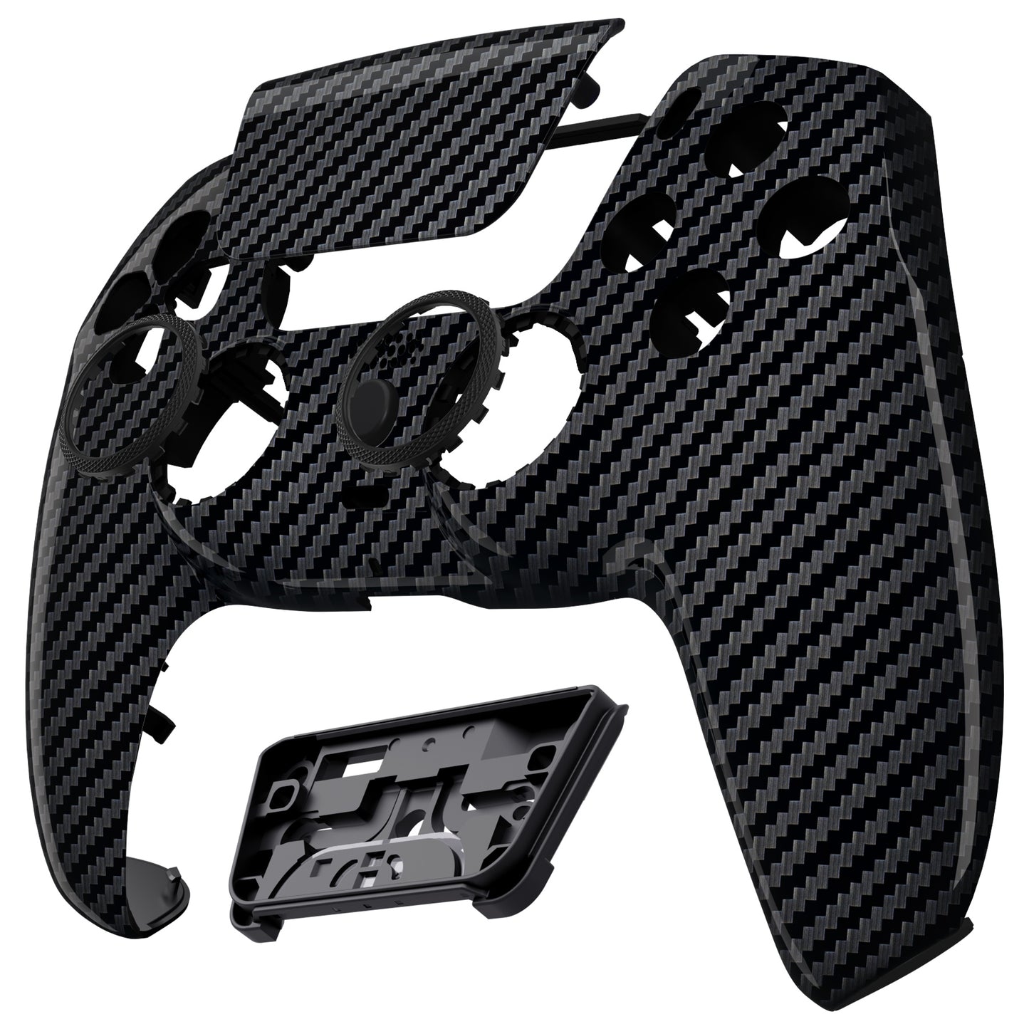 eXtremeRate LUNA Redesigned Replacement Front Shell with Touchpad Compatible with PS5 Controller BDM-010/020/030/040/050 - Graphite Carbon Fiber