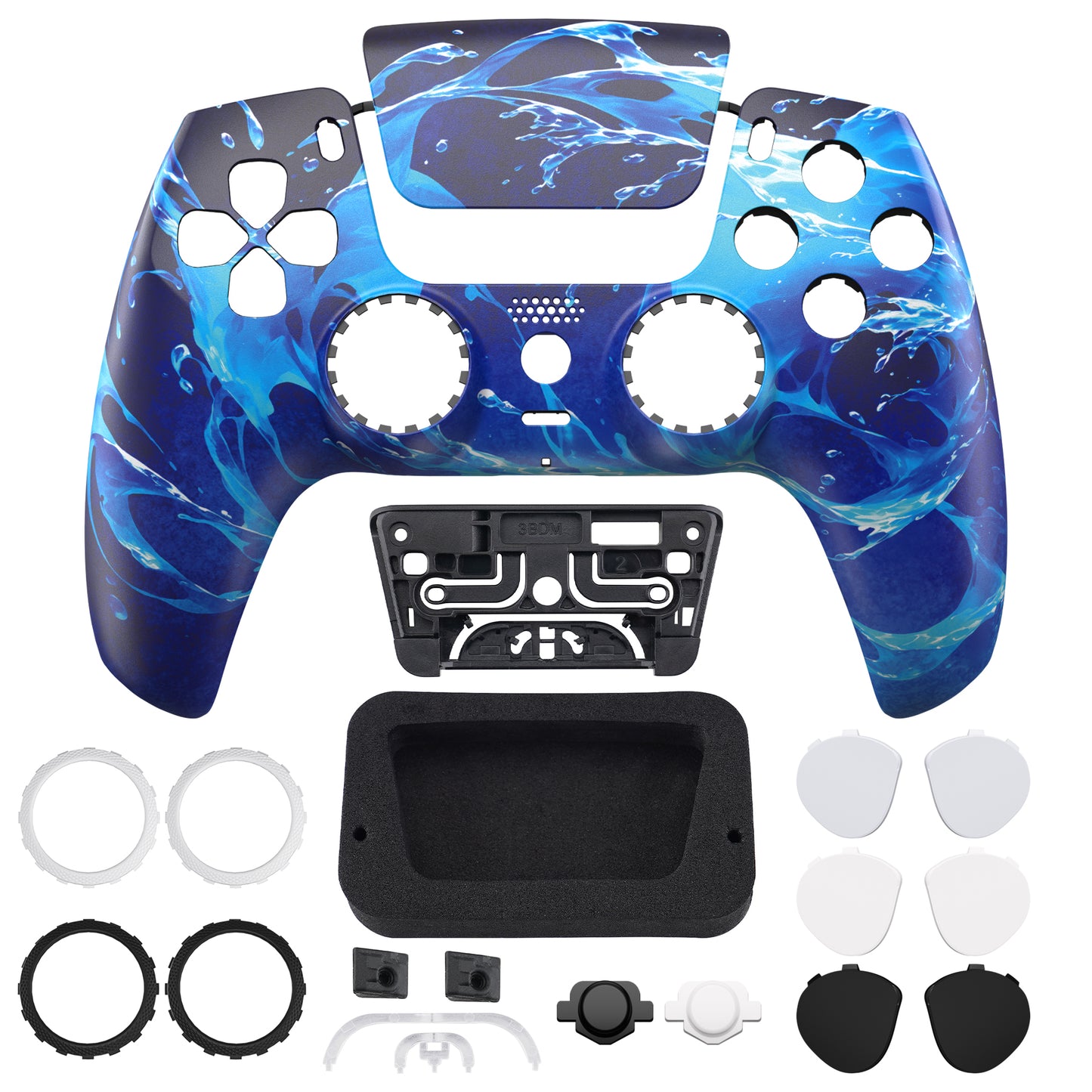 eXtremeRate LUNA Redesigned Replacement Front Shell with Touchpad Compatible with PS5 Controller BDM-010/020/030/040/050/060 - Aqua Magic