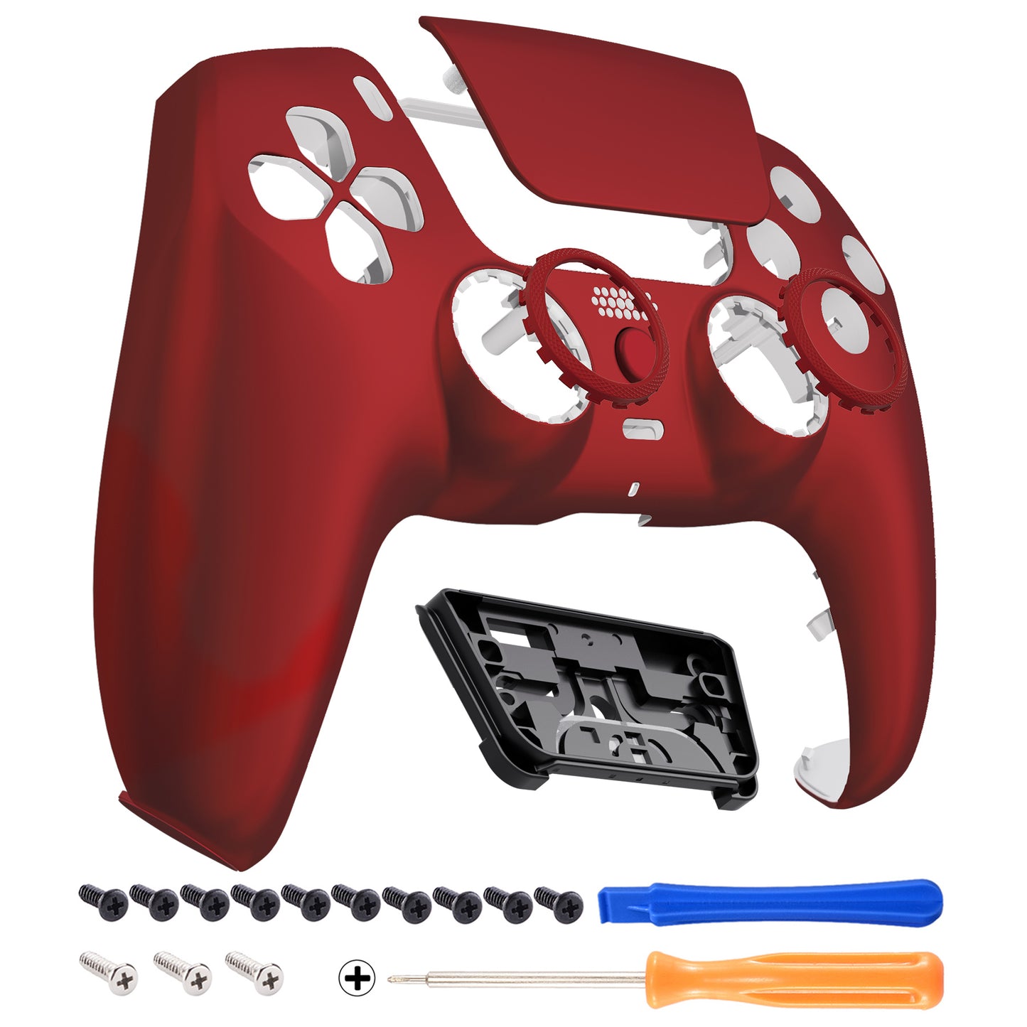 eXtremeRate LUNA Redesigned Replacement Front Shell with Touchpad Compatible with PS5 Controller BDM-010/020/030/040/050/060 - Scarlet Red