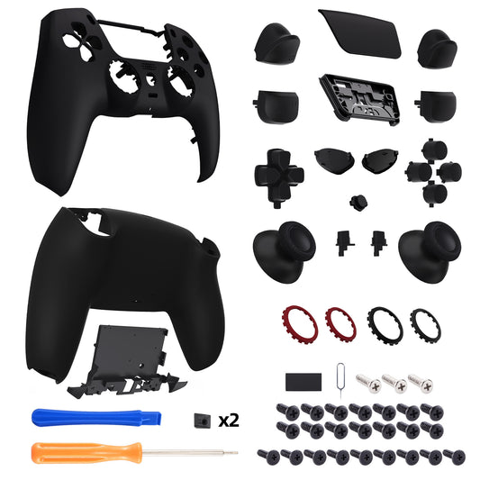 eXtremeRate LUNA Redesigned Replacement Full Set Shells with Buttons Compatible with PS5 Controller BDM-030/040/050/060 - Black