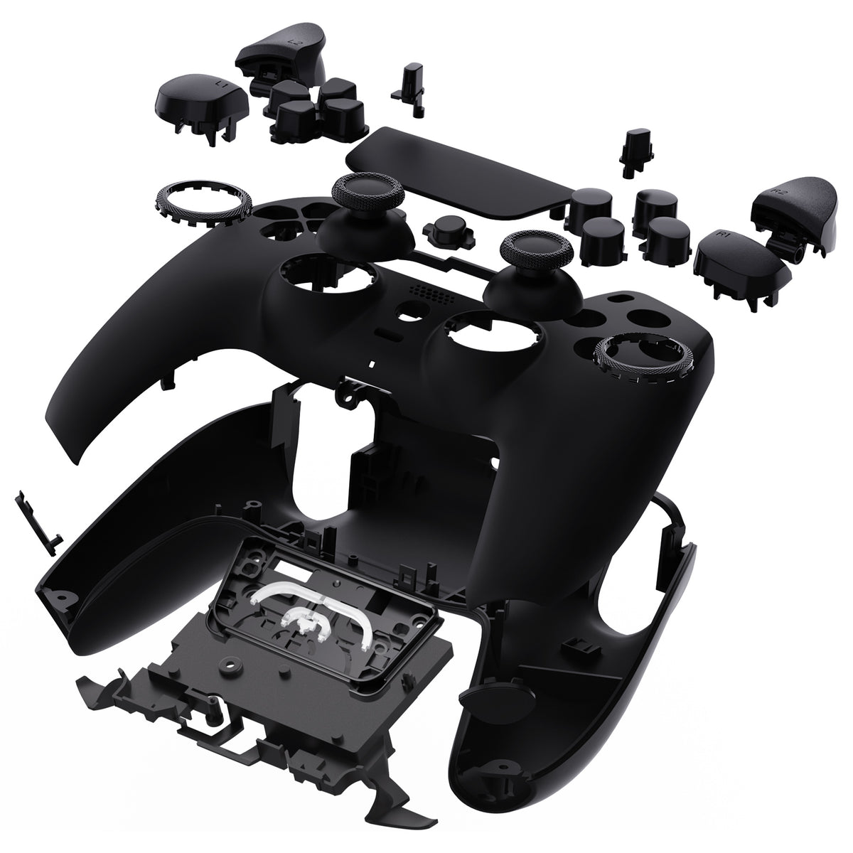 eXtremeRate LUNA Redesigned Replacement Full Set Shells with Buttons Compatible with PS5 Controller BDM-030/040/050/060 - Black