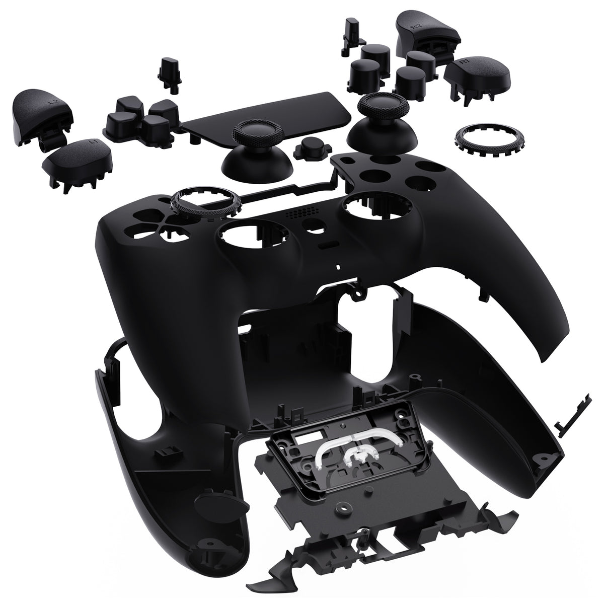eXtremeRate LUNA Redesigned Replacement Full Set Shells with Buttons Compatible with PS5 Controller BDM-030/040/050/060 - Black