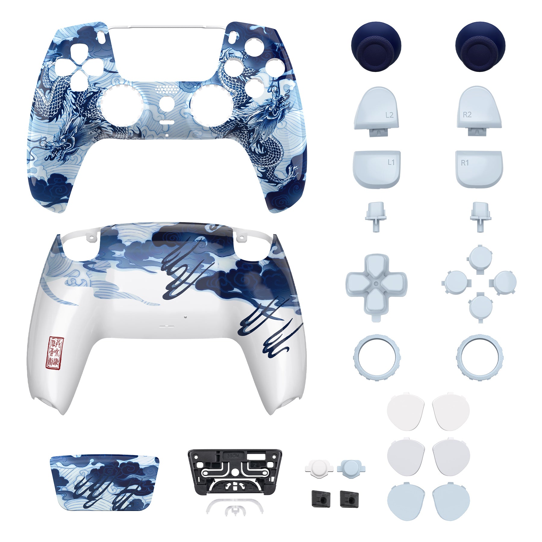 eXtremeRate PS5 Controller LUNA Redesigned Full Set Shells with