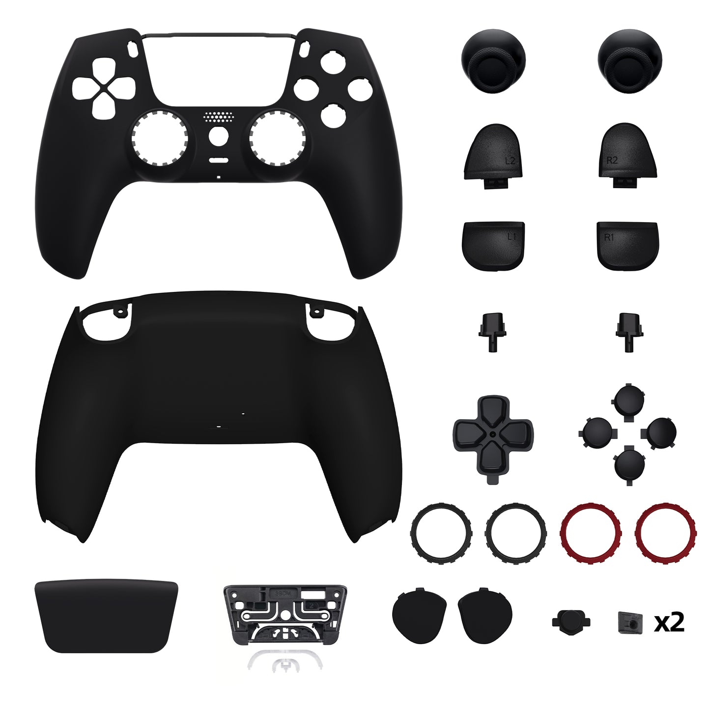 eXtremeRate LUNA Redesigned Replacement Full Set Shells with Buttons Compatible with PS5 Controller BDM-030/040/050 - Black