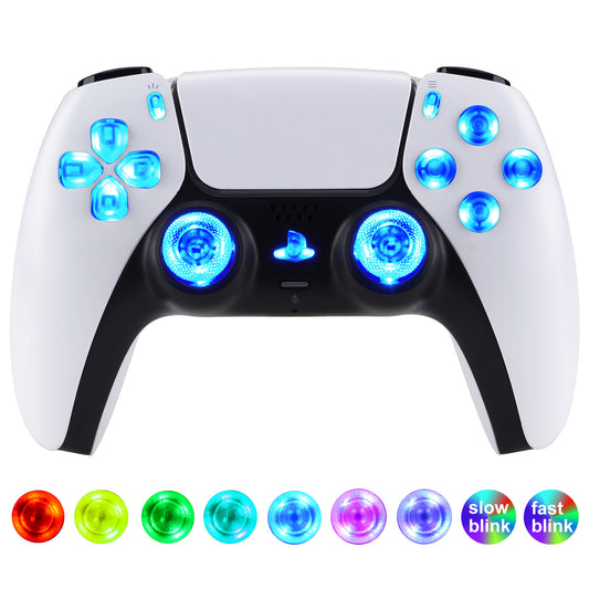 eXtremeRate Multi-Colors Luminated Buttons DTF V3 LED Kit for PS5 Controller BDM-030/040/050 - Clear