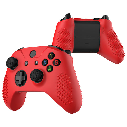 eXtremeRate PlayVital Protective Anti-Slip Silicone Case with Thumb Grips Caps for Xbox One X & S Controller - Red