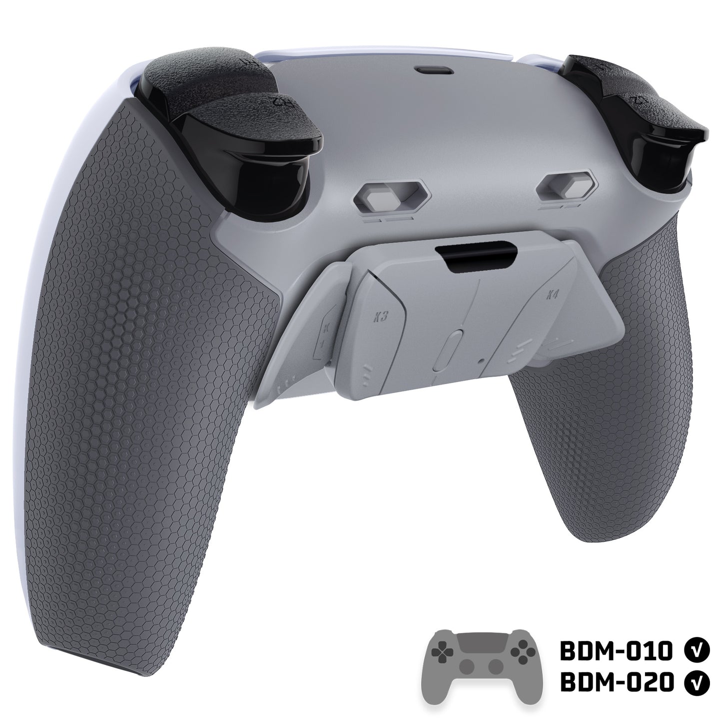 eXtremeRate RISE4 Plus MAX Back Paddles Kit with Clicky Trigger Stops & Rubberized Grip for PS5 Controller BDM-010/020 - New Hope Gray & Classic Gray