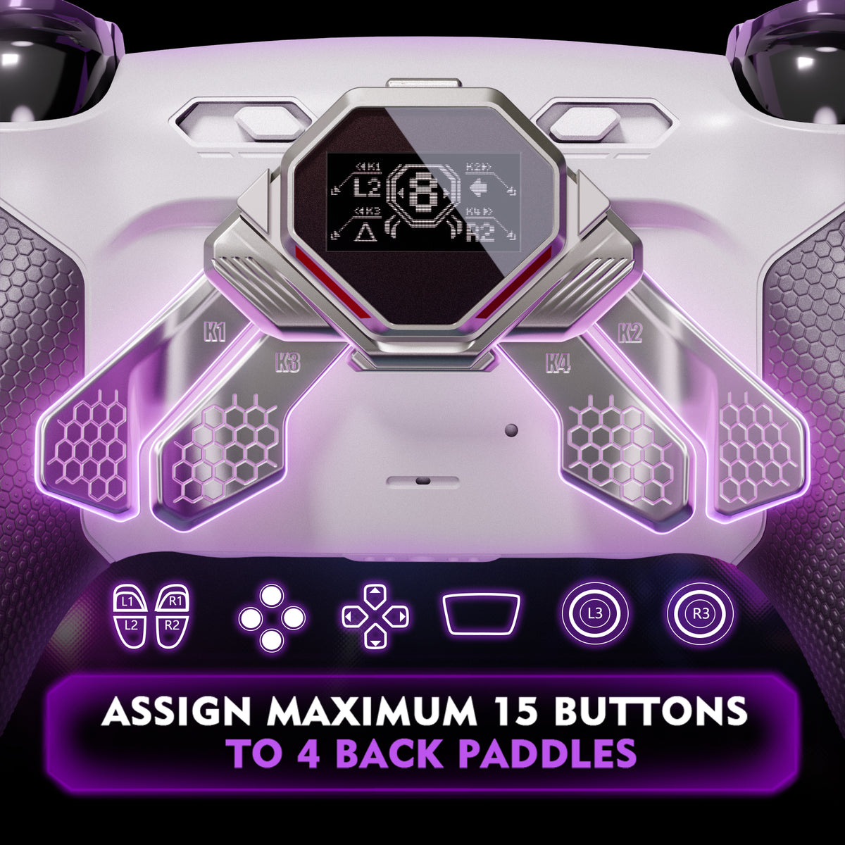 eXtremeRate Real Metal Buttons (RMB) Version SPARK Back Paddles Kit for PS5 Controller BDM-030/040/050/060 - White & Black