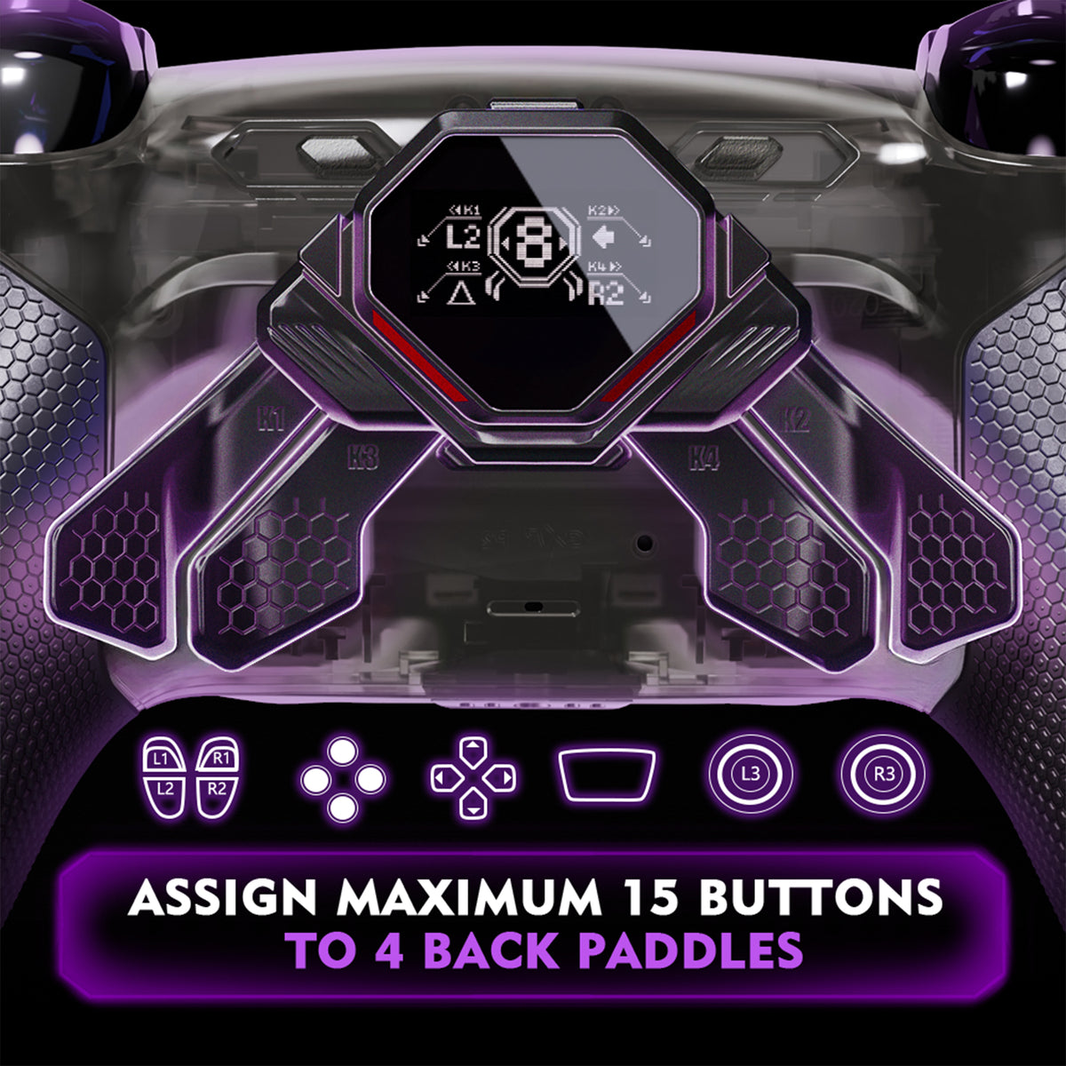 eXtremeRate Real Metal Buttons (RMB) Version SPARK Back Paddles Kit for PS5 Controller BDM-030/040/050/060 - Clear & Black