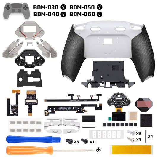 eXtremeRate Real Metal Buttons (RMB) Version SPARK Back Paddles Kit for PS5 Controller BDM-030/040/050/060 - White & Black