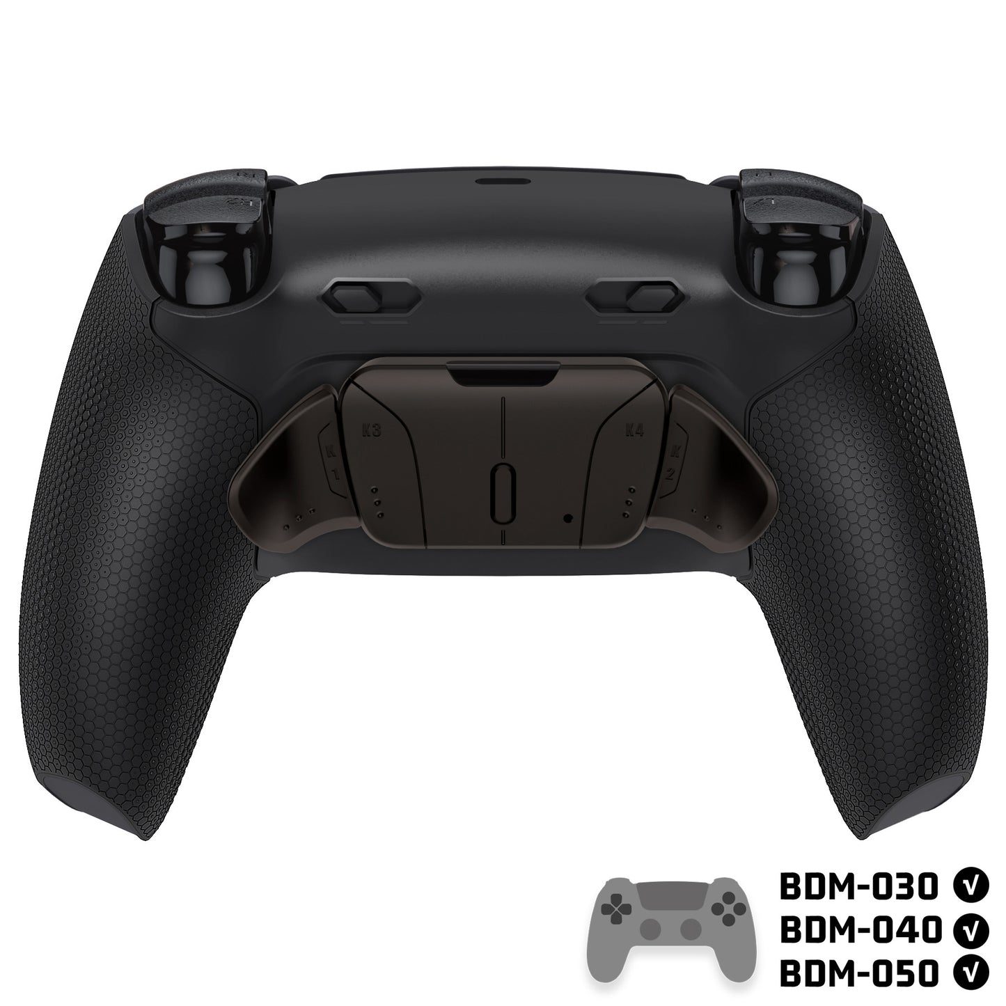 eXtremeRate Real Metal Buttons (RMB) Version RISE4 Plus MAX Back Paddles Kit with Clicky Trigger Stops & Rubberized Grip for PS5 Controller BDM-030/040/050 - Black