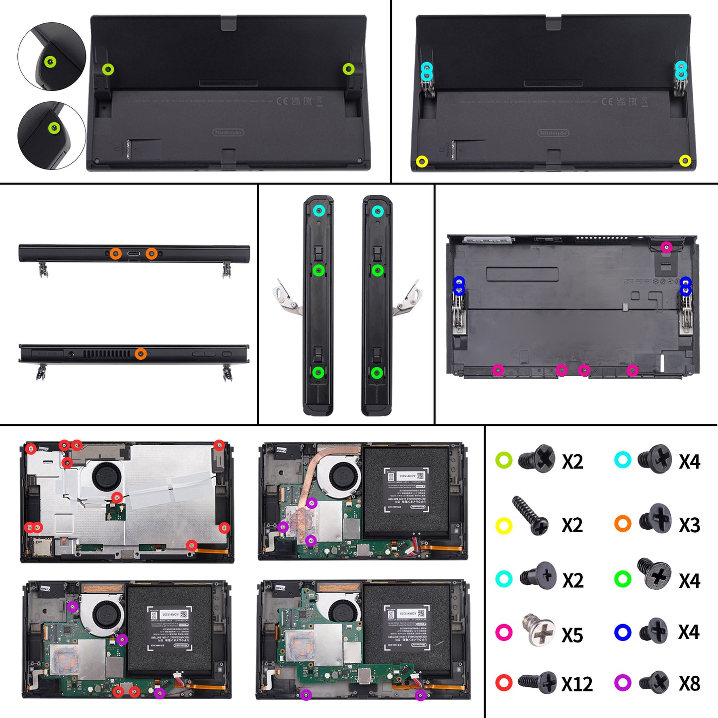eXtremeRate Repair Tools Tri-wing Screwdriver & Cross Screwdriver & Tweezer & Shell Open Tool & Screws Kit for Nintendo Switch OLED Console & for Joycon