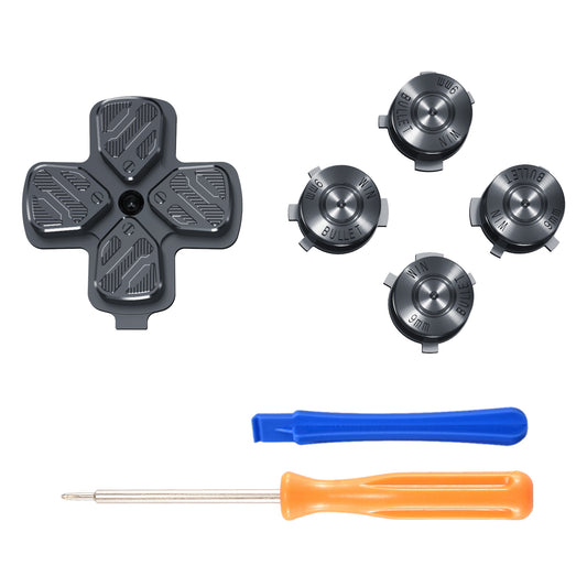 eXtremeRate Replacement Aluminum Metal Dpad ABXY Buttons for PS5 Controller - Black