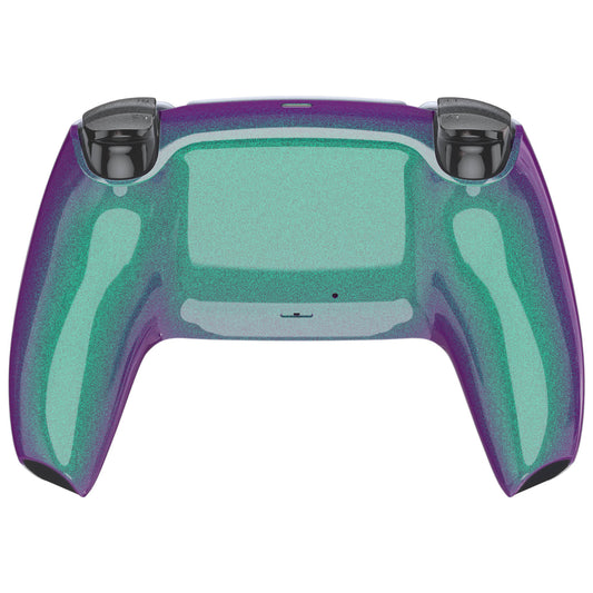 eXtremeRate Replacement Back Housing Bottom Shell Compatible with PS5 Controller BDM-010/020/030/040/050 - Chameleon Green Purple Glossy