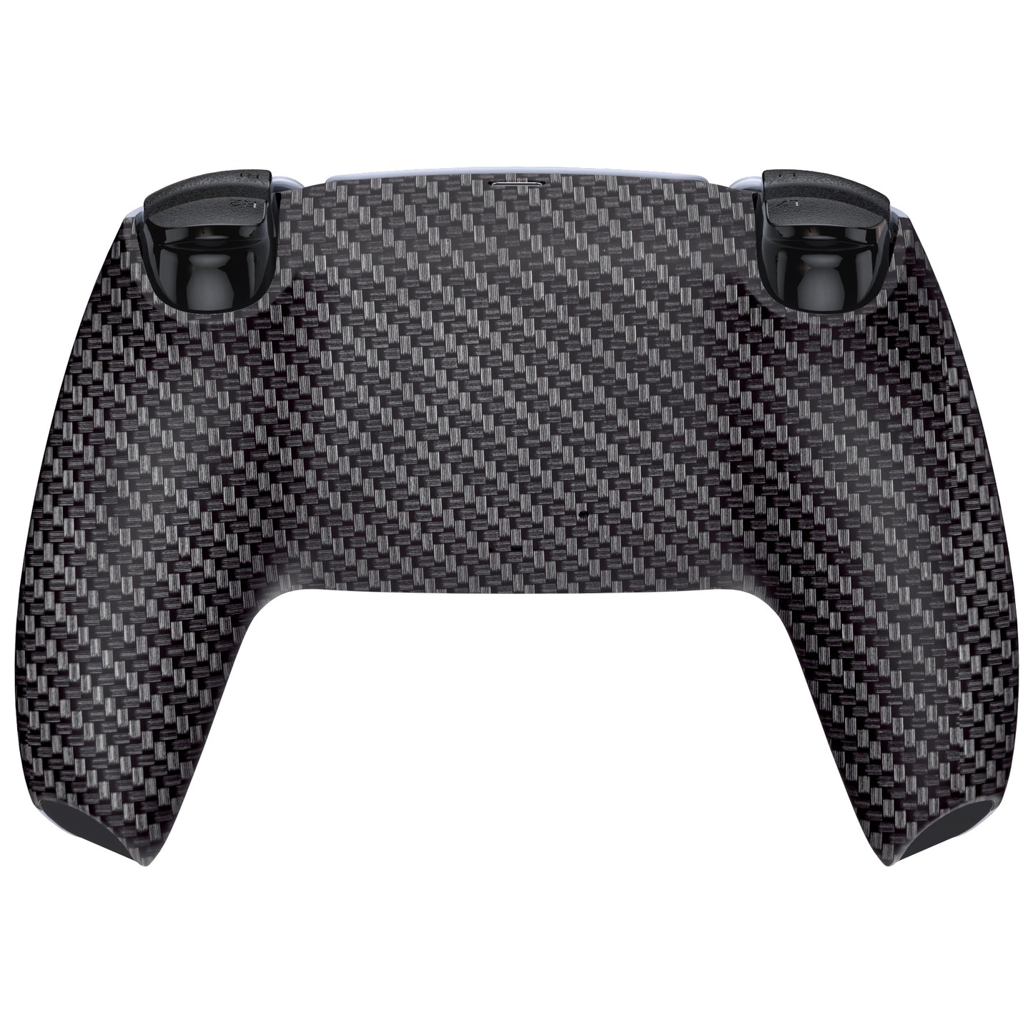 eXtremeRate Replacement Back Housing Bottom Shell Compatible with PS5 Controller BDM-010/020/030/040/050 - Black Silver Carbon Fiver