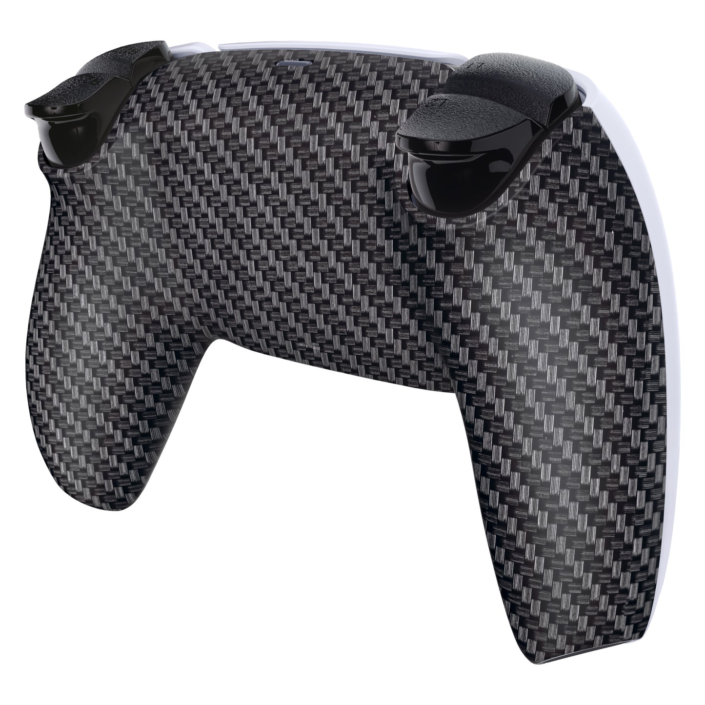 eXtremeRate Replacement Back Housing Bottom Shell Compatible with PS5 Controller BDM-010/020/030/040/050 - Black Silver Carbon Fiver