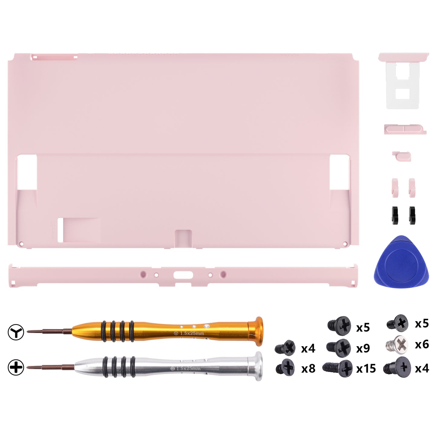 eXtremeRate Replacement Back Plate for Nintendo Switch OLED Console - Cherry Blossoms Pink