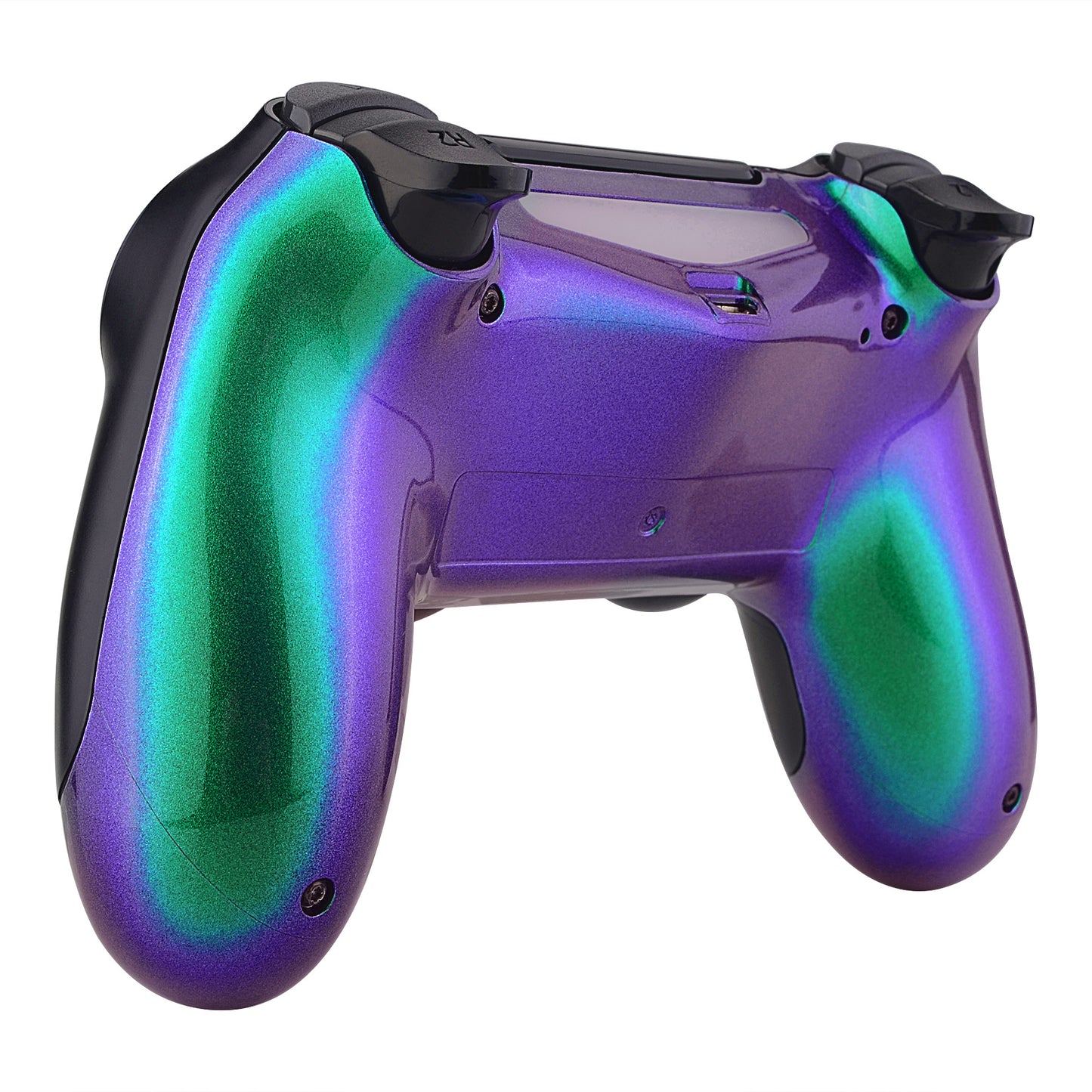 eXtremeRate Replacement Bottom Shell for PS4 Slim Pro Controller Controller (CUH-ZCT2 JDM-040/050/055) - Chameleon Green Purple