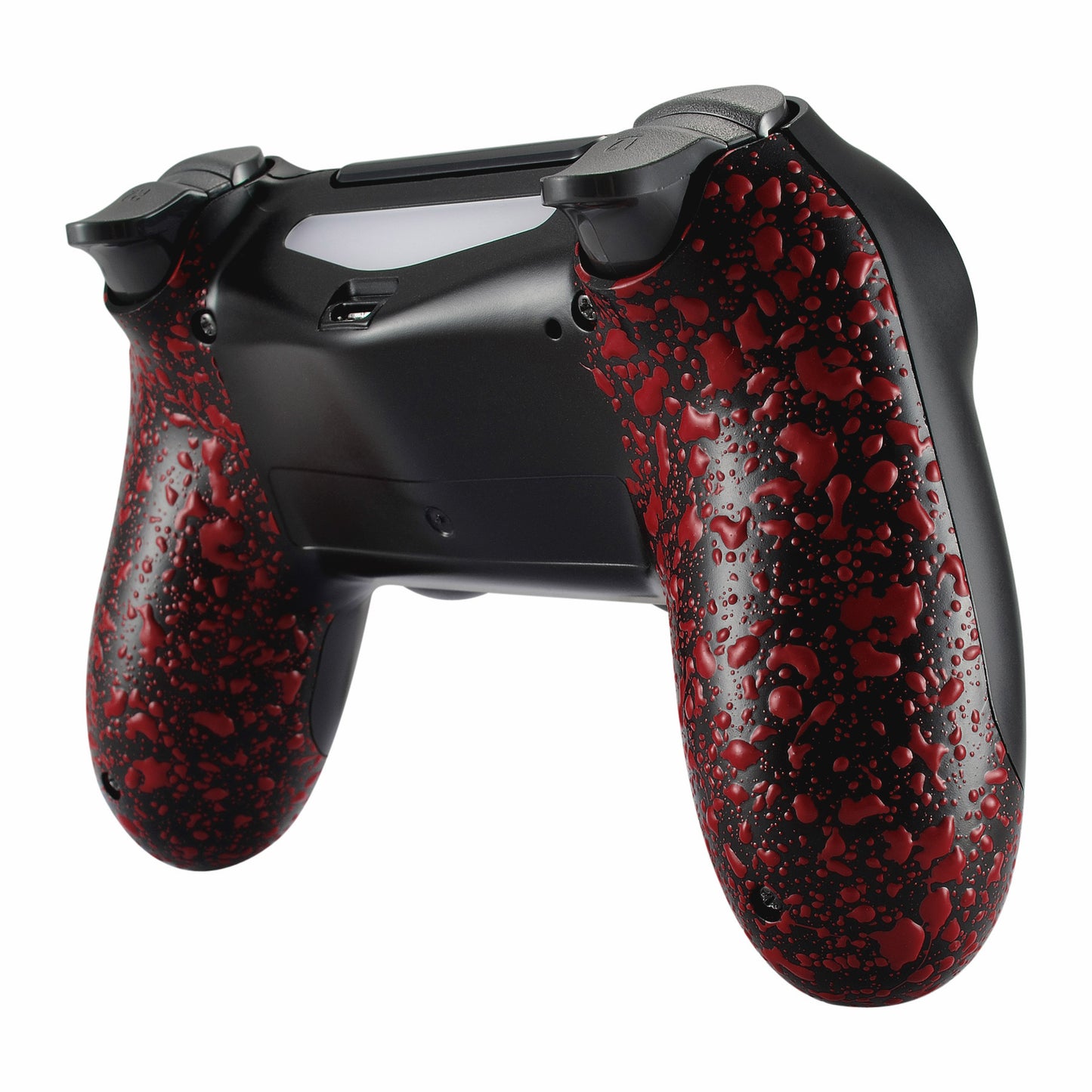 eXtremeRate Replacement Bottom Shell for PS4 Slim Pro Controller Controller (CUH-ZCT2 JDM-040/050/055) - Textured Red