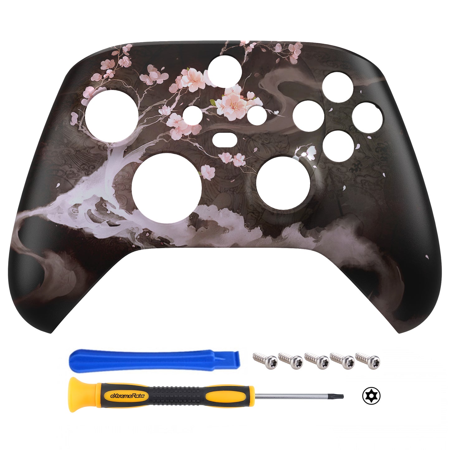 eXtremeRate Replacement Faceplate Front Housing Shell for Xbox Series X & S Controller - Blossom In The Darkness