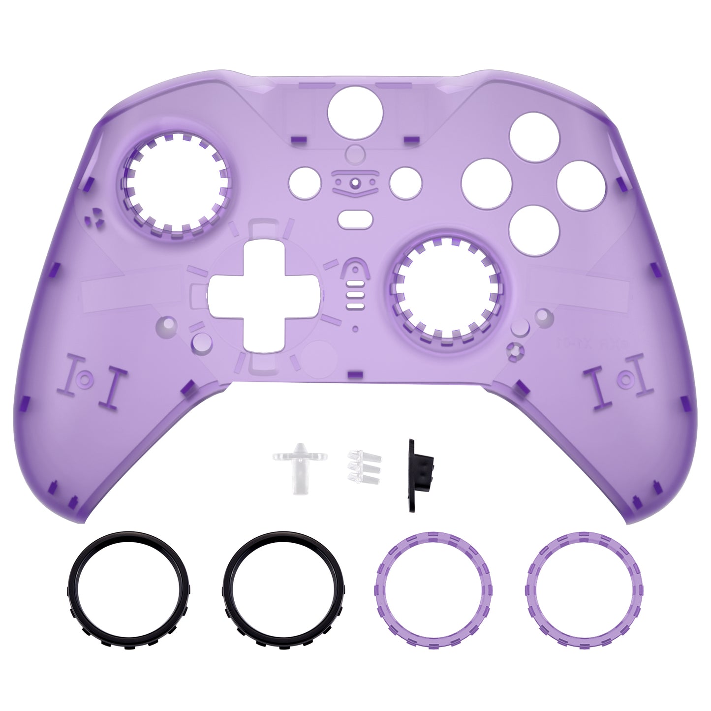 eXtremeRate Replacement Front Housing Shell Case with Accent Rings for Xbox One Elite Series 2 & Elite 2 Core Controller (Model 1797) - Clear Atomic Purple