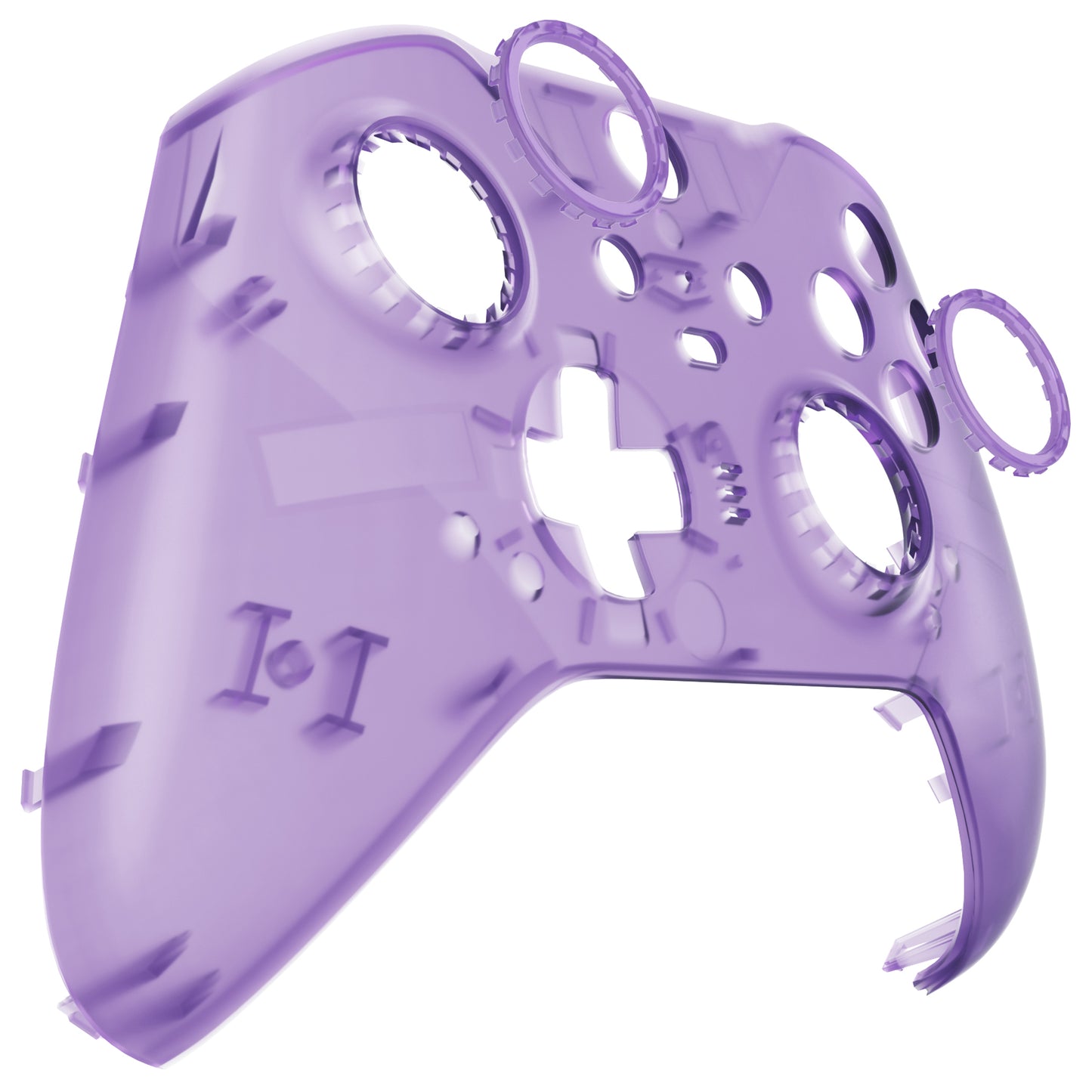 eXtremeRate Replacement Front Housing Shell Case with Accent Rings for Xbox One Elite Series 2 & Elite 2 Core Controller (Model 1797) - Clear Atomic Purple