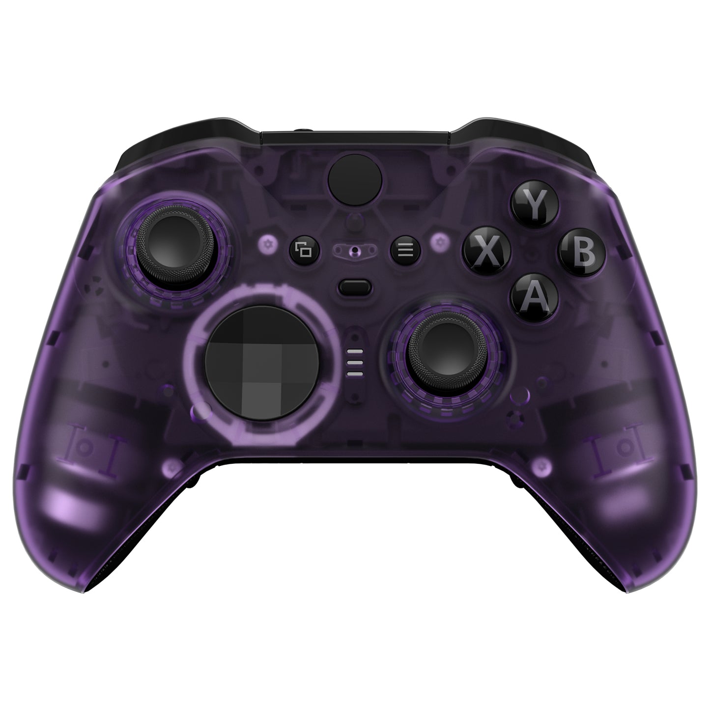 eXtremeRate Replacement Front Housing Shell Case with Accent Rings for Xbox One Elite Series 2 & Elite 2 Core Controller (Model 1797) - Clear Atomic Purple