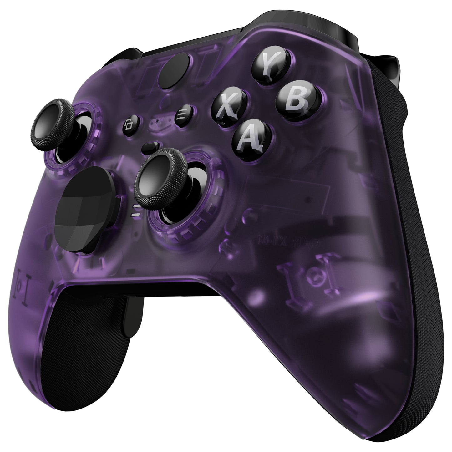 eXtremeRate Replacement Front Housing Shell Case with Accent Rings for Xbox One Elite Series 2 & Elite 2 Core Controller (Model 1797) - Clear Atomic Purple