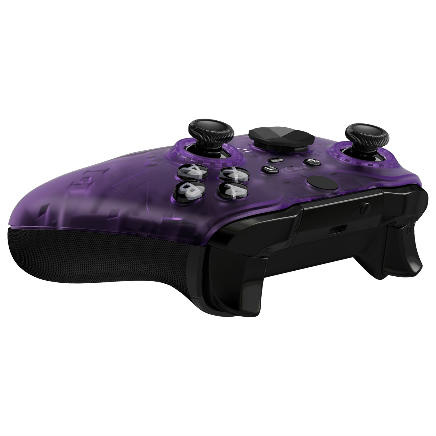 eXtremeRate Replacement Front Housing Shell Case with Accent Rings for Xbox One Elite Series 2 & Elite 2 Core Controller (Model 1797) - Clear Atomic Purple