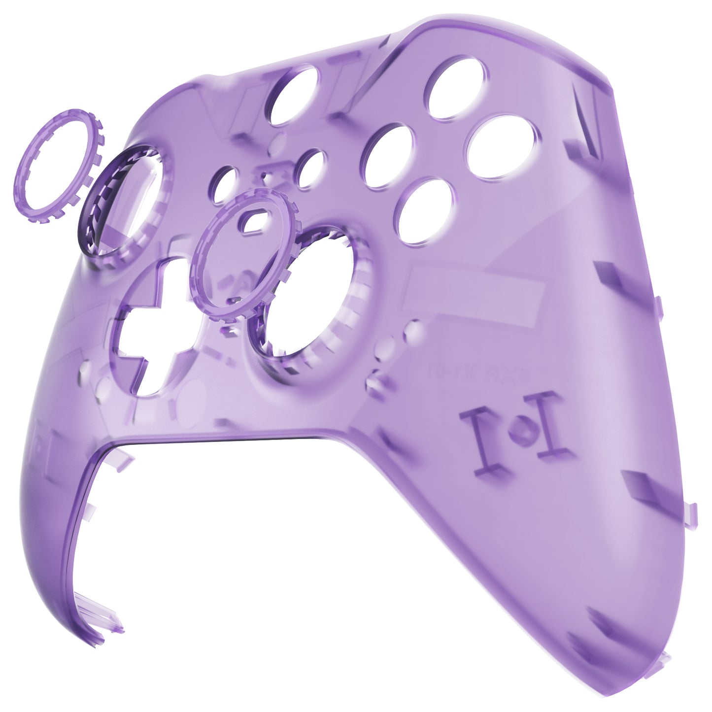 eXtremeRate Replacement Front Housing Shell Case with Accent Rings for Xbox One Elite Series 2 & Elite 2 Core Controller (Model 1797) - Clear Atomic Purple