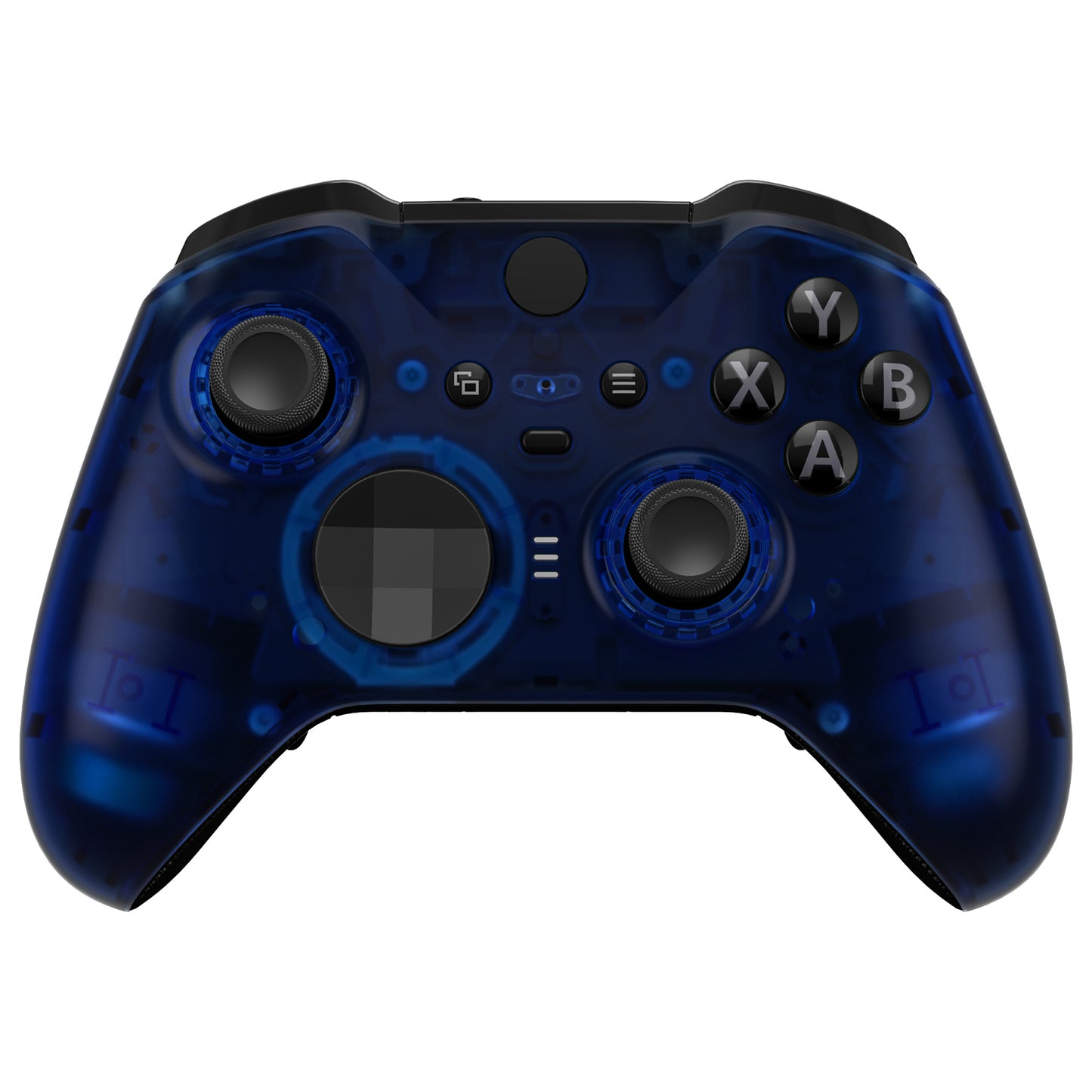 eXtremeRate Replacement Front Housing Shell Case with Accent Rings for Xbox One Elite Series 2 & Elite 2 Core Controller (Model 1797) - Clear Blue