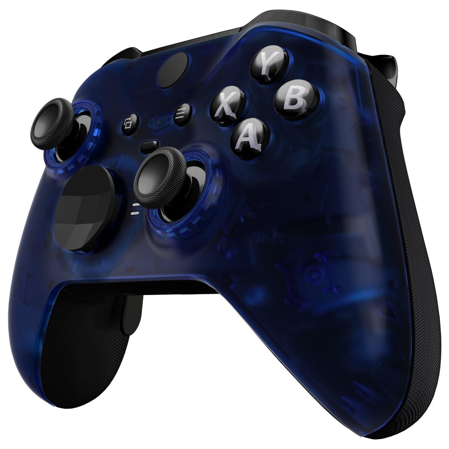 eXtremeRate Replacement Front Housing Shell Case with Accent Rings for Xbox One Elite Series 2 & Elite 2 Core Controller (Model 1797) - Clear Blue