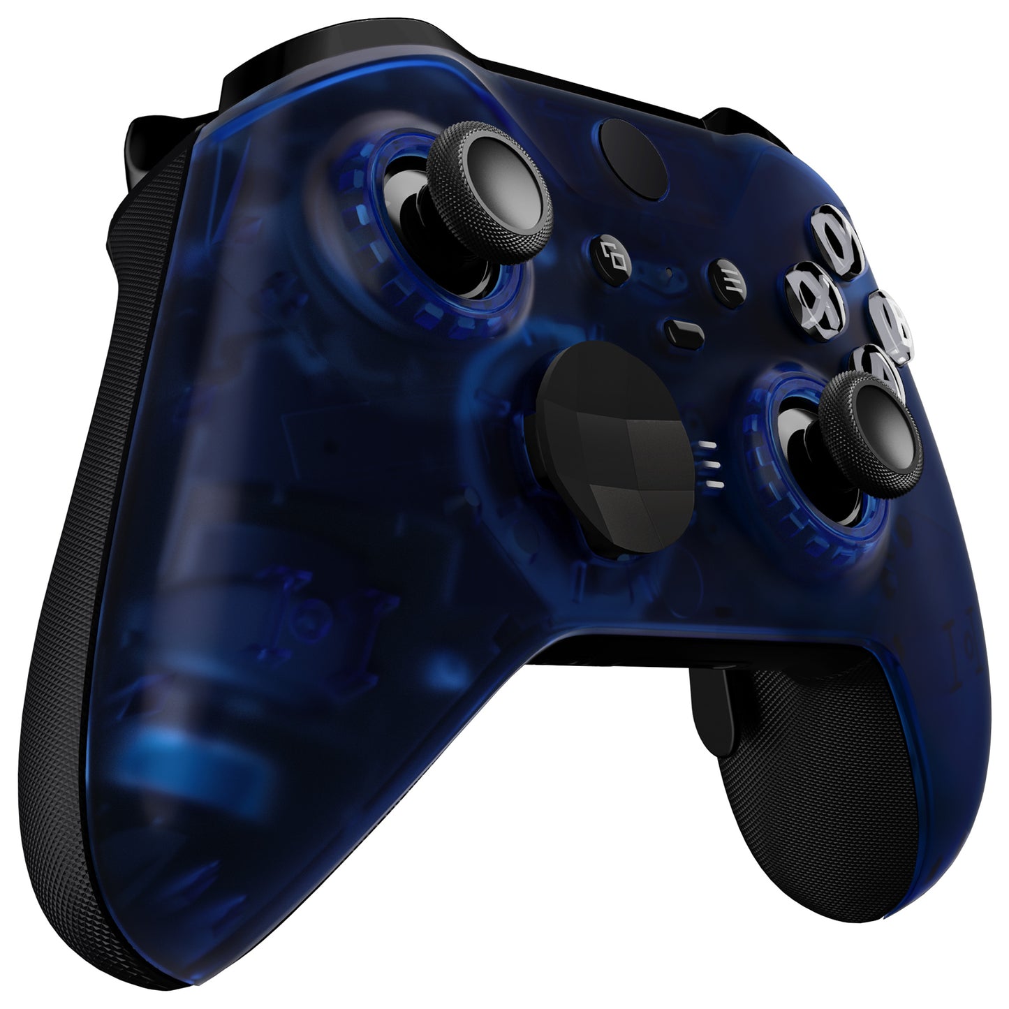 eXtremeRate Replacement Front Housing Shell Case with Accent Rings for Xbox One Elite Series 2 & Elite 2 Core Controller (Model 1797) - Clear Blue