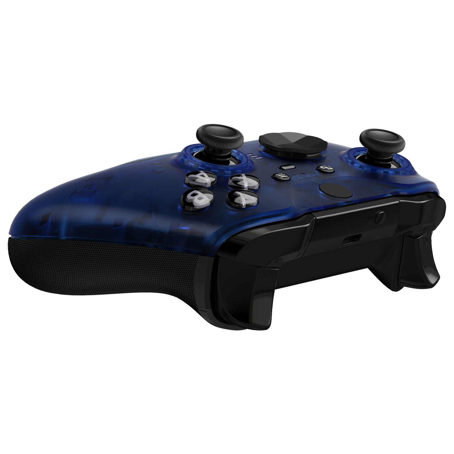 eXtremeRate Replacement Front Housing Shell Case with Accent Rings for Xbox One Elite Series 2 & Elite 2 Core Controller (Model 1797) - Clear Blue