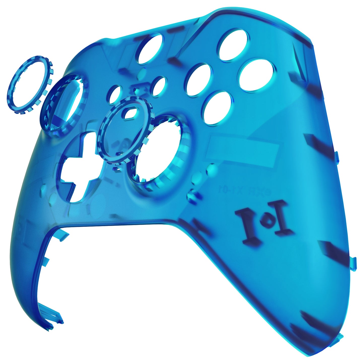eXtremeRate Replacement Front Housing Shell Case with Accent Rings for Xbox One Elite Series 2 & Elite 2 Core Controller (Model 1797) - Clear Blue