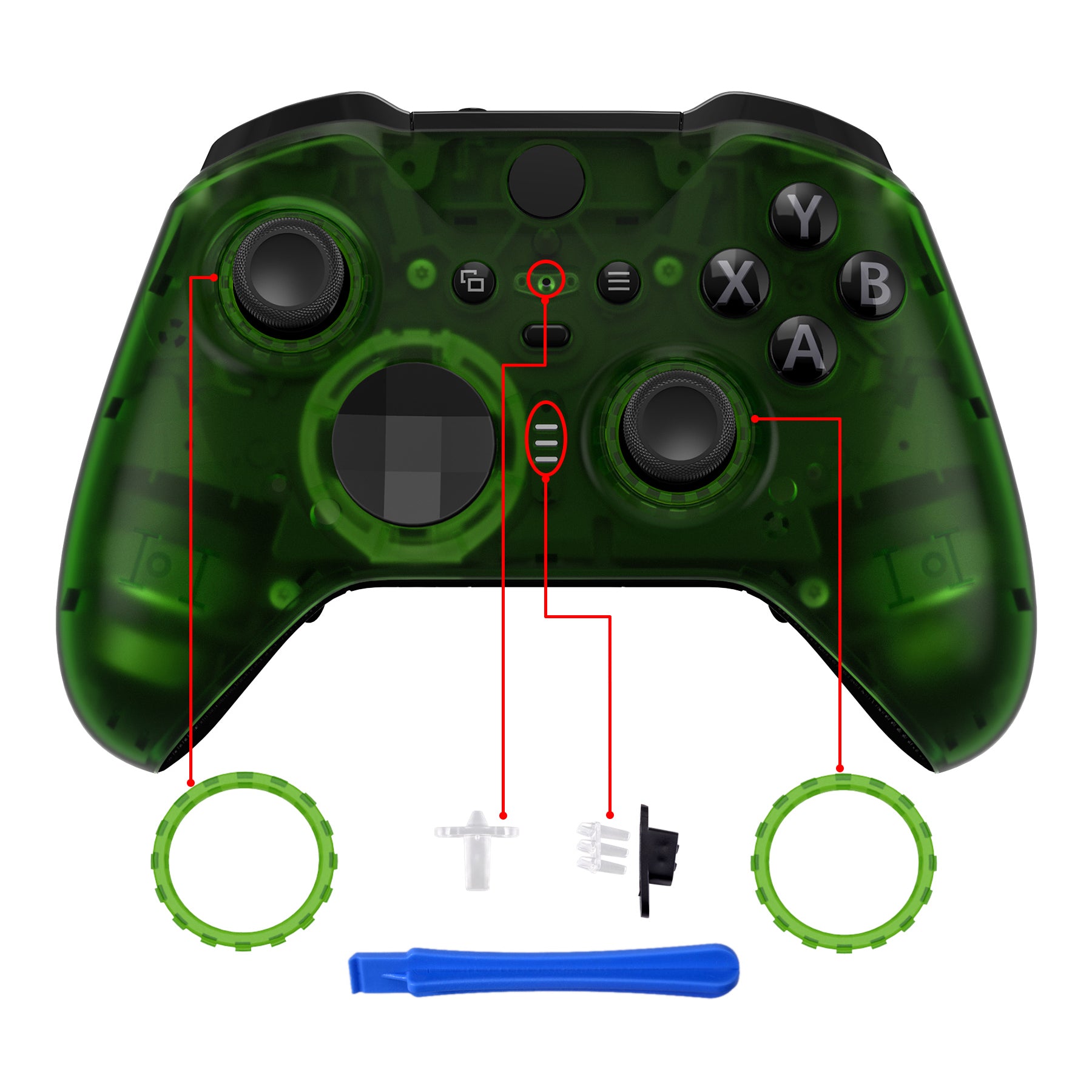 eXtremeRate Clear Green Replacement Faceplate Cover for Xbox One