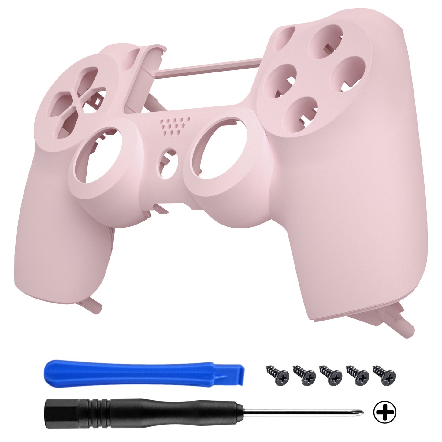 eXtremeRate Replacement Front Housing Shell for PS4 Slim Pro Controller Controller (CUH-ZCT2 JDM-040/050/055) - Cherry Blossoms Pink