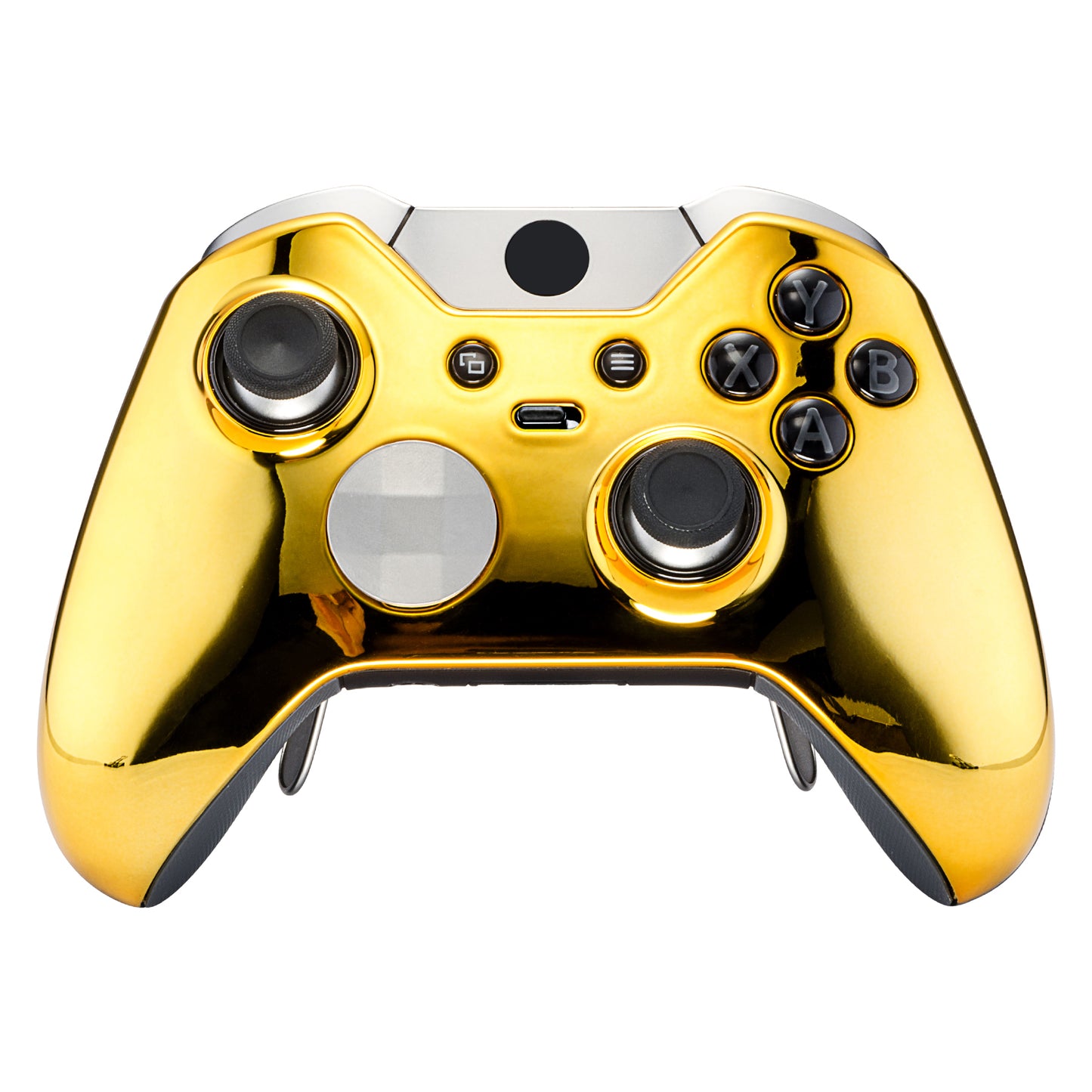 eXtremeRate Replacement Front Housing Shell for Xbox One Elite Controller (Model 1698) - Chrome Gold