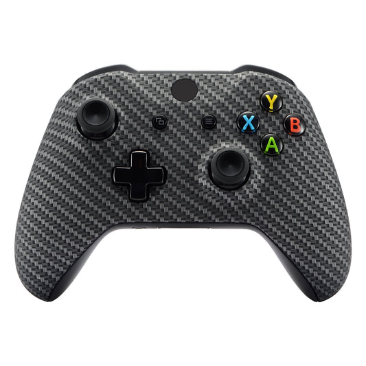 eXtremeRate Replacement Front Housing Shell for Xbox One X & S Controller (Model 1708) - Black Silver Carbon Fiber