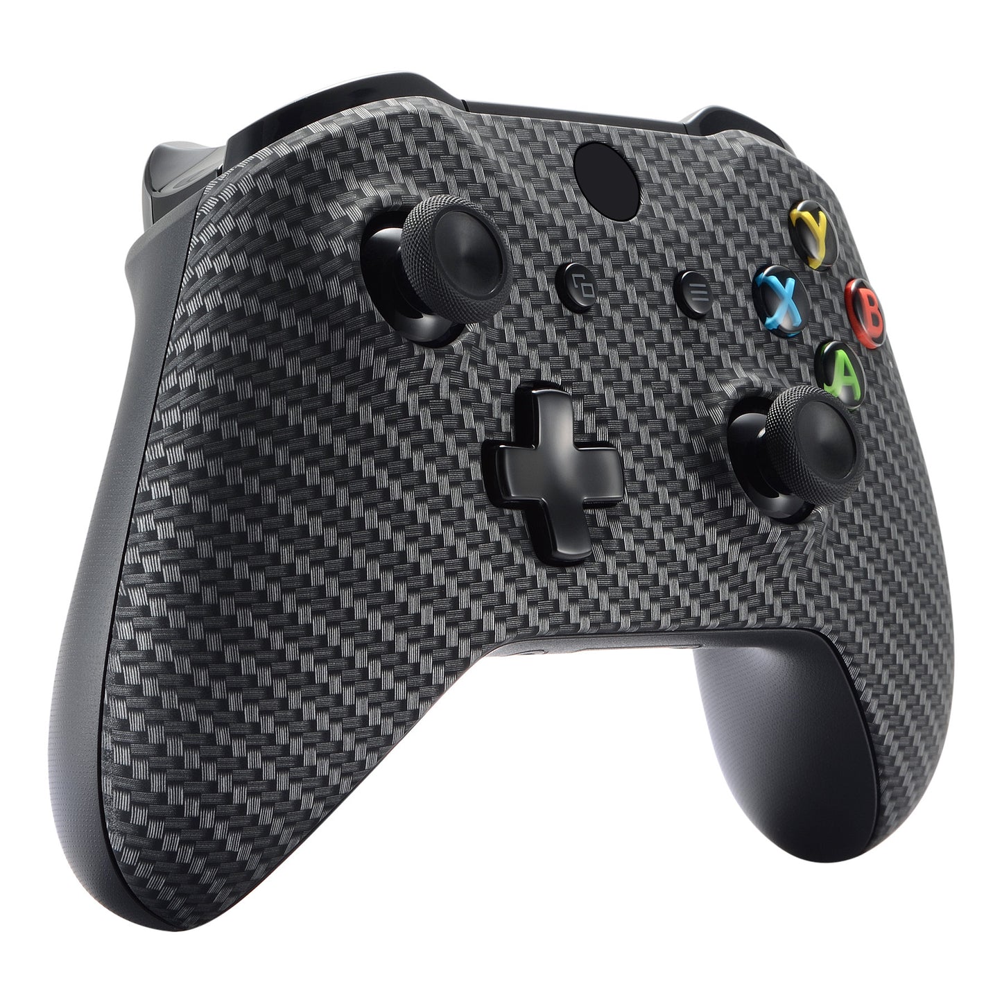 eXtremeRate Replacement Front Housing Shell for Xbox One X & S Controller (Model 1708) - Black Silver Carbon Fiber