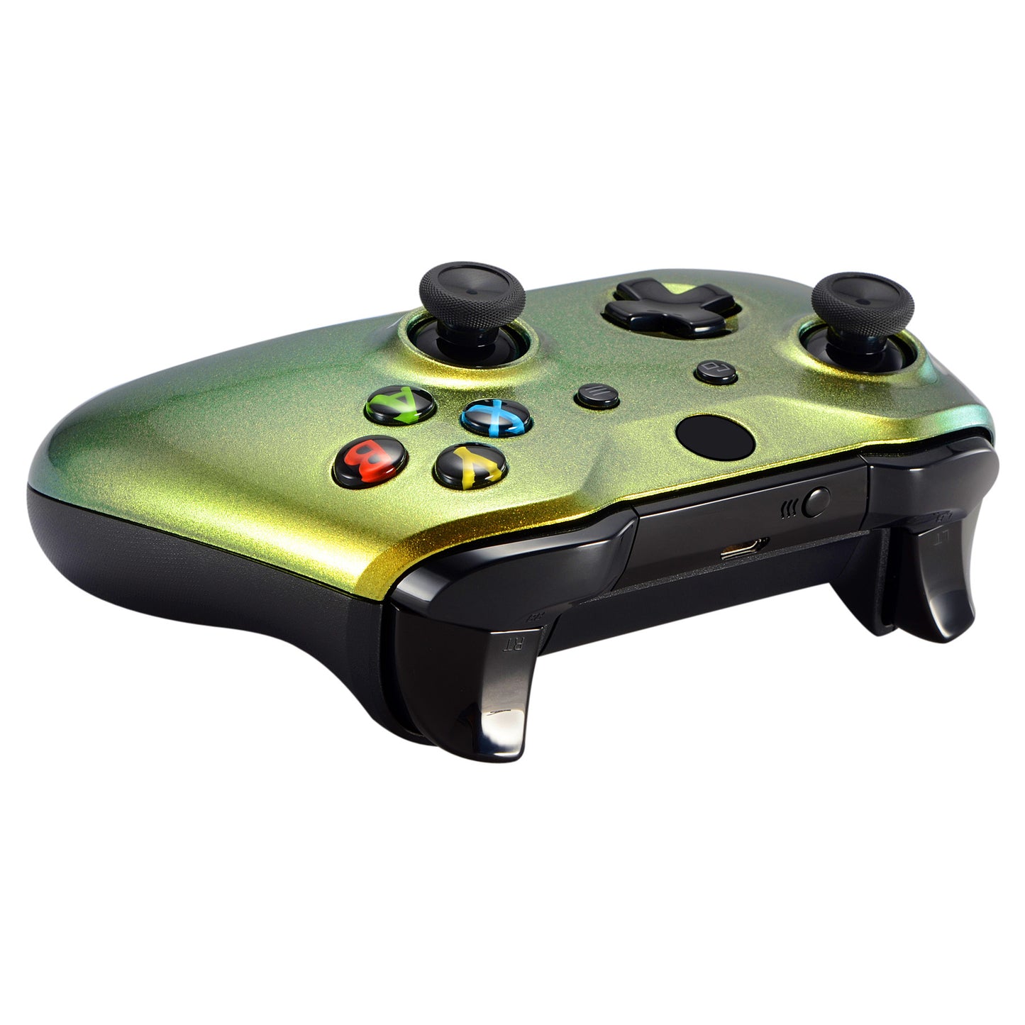 eXtremeRate Replacement Front Housing Shell for Xbox One X & S Controller (Model 1708) - Chameleon Gold Green