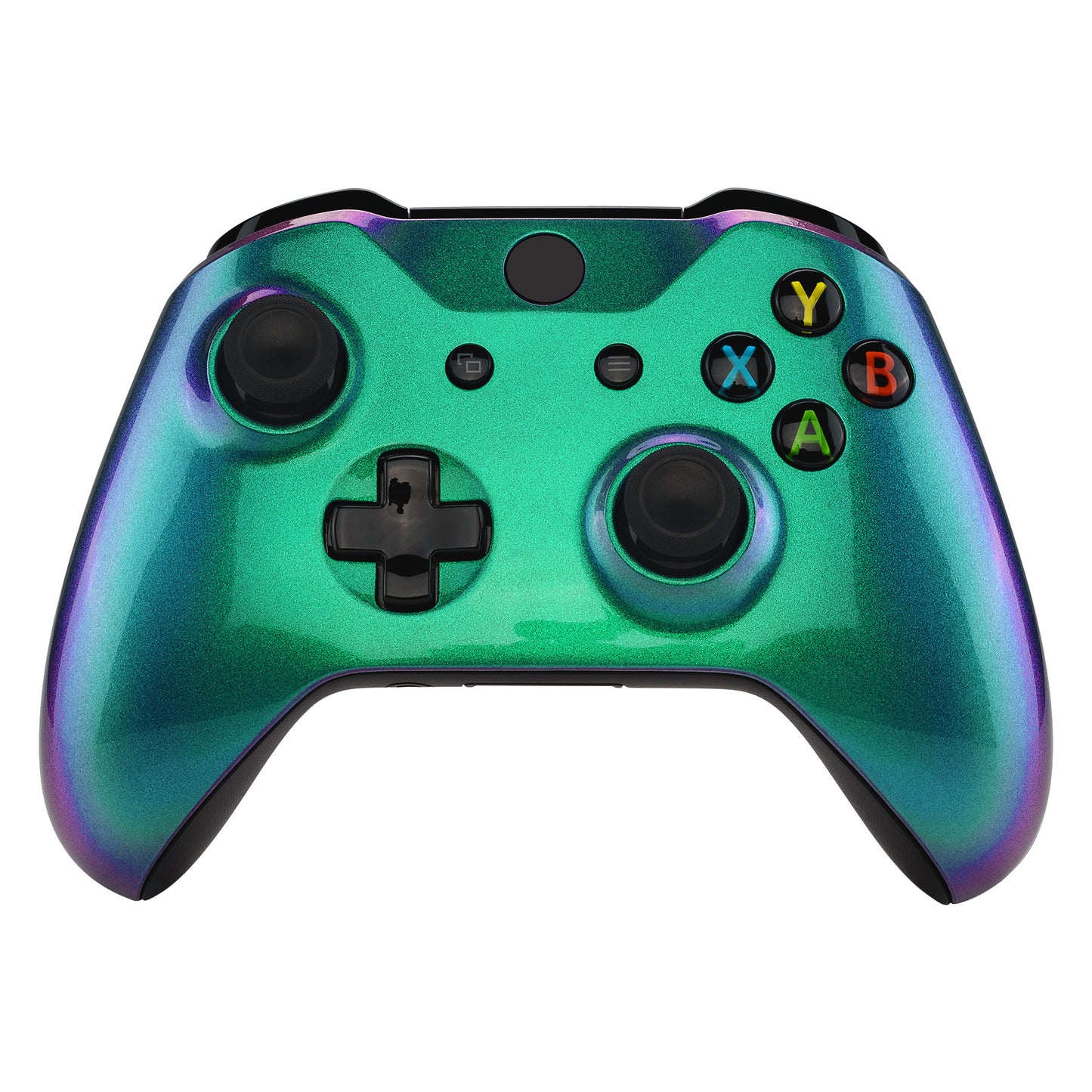 eXtremeRate Replacement Front Housing Shell for Xbox One X & S Controller (Model 1708) - Chameleon Green Purple