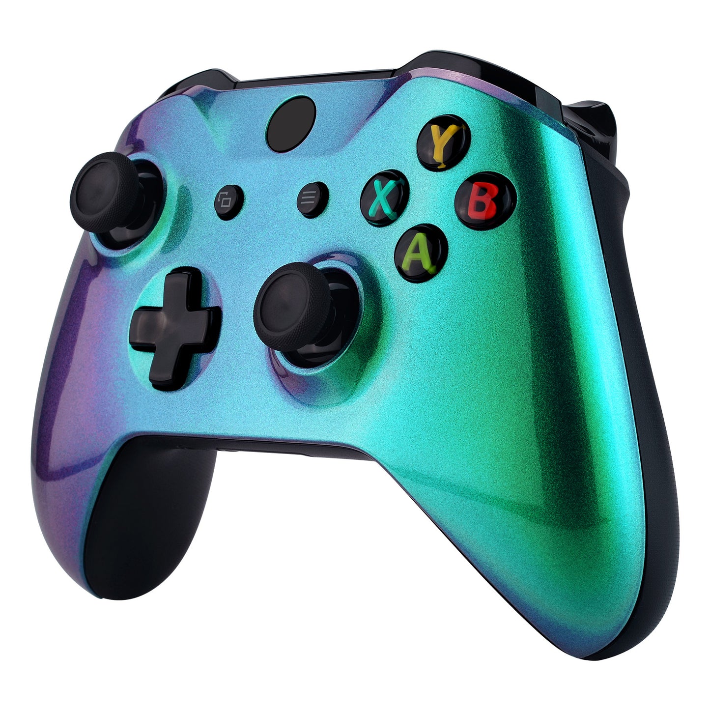 eXtremeRate Replacement Front Housing Shell for Xbox One X & S Controller (Model 1708) - Chameleon Green Purple