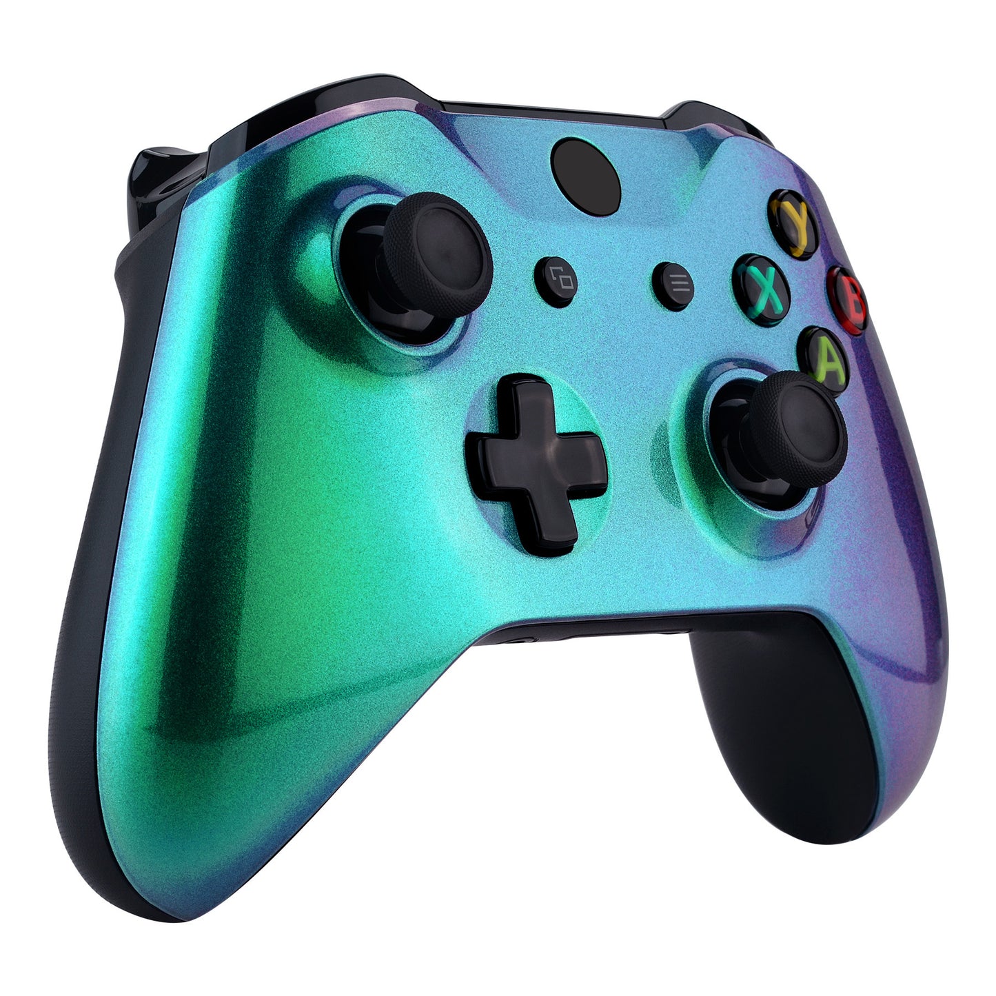 eXtremeRate Replacement Front Housing Shell for Xbox One X & S Controller (Model 1708) - Chameleon Green Purple